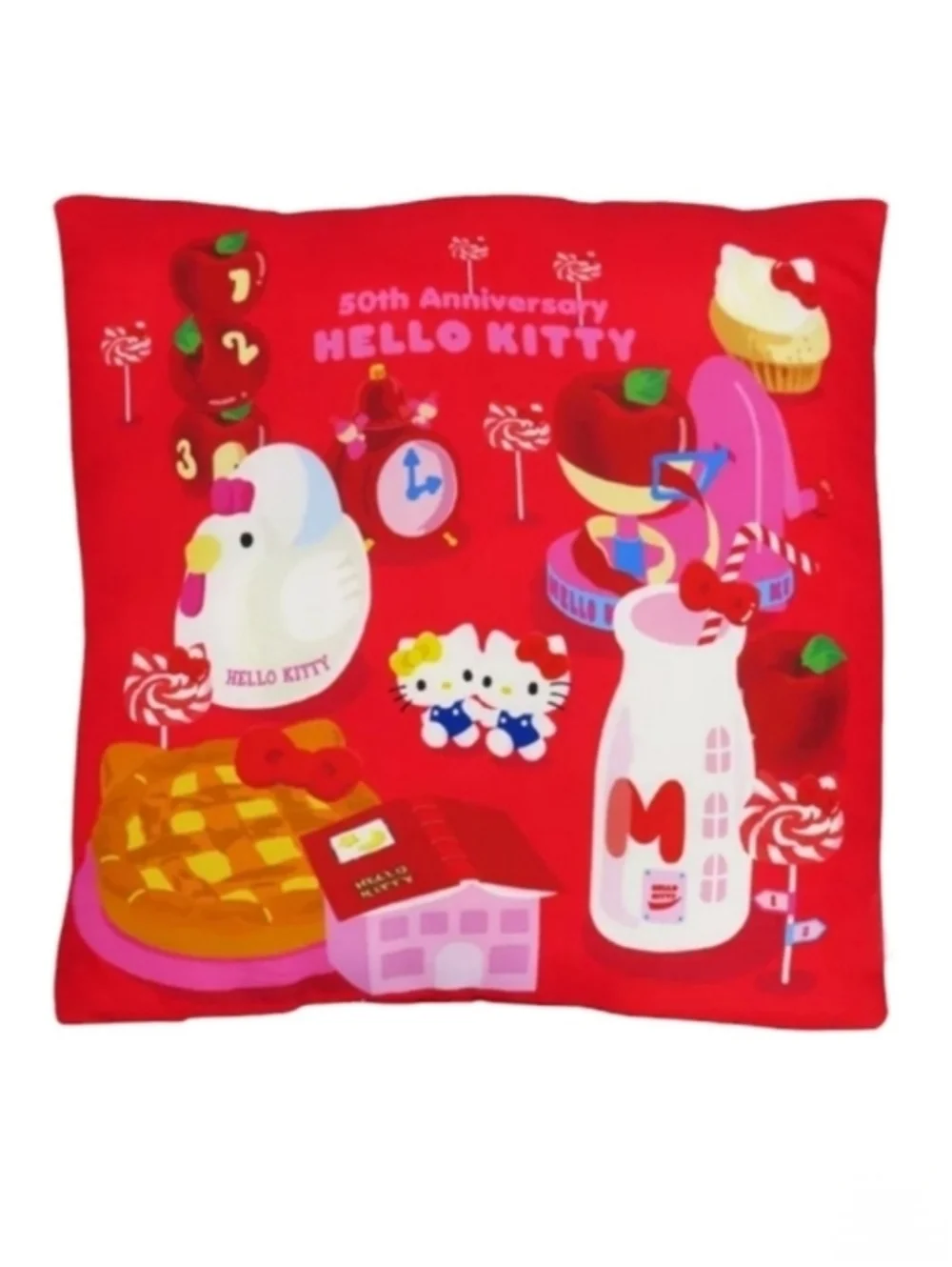 Sanrio Hello Kitty 50th Anniversary Apple Pie Red Square Pillow
